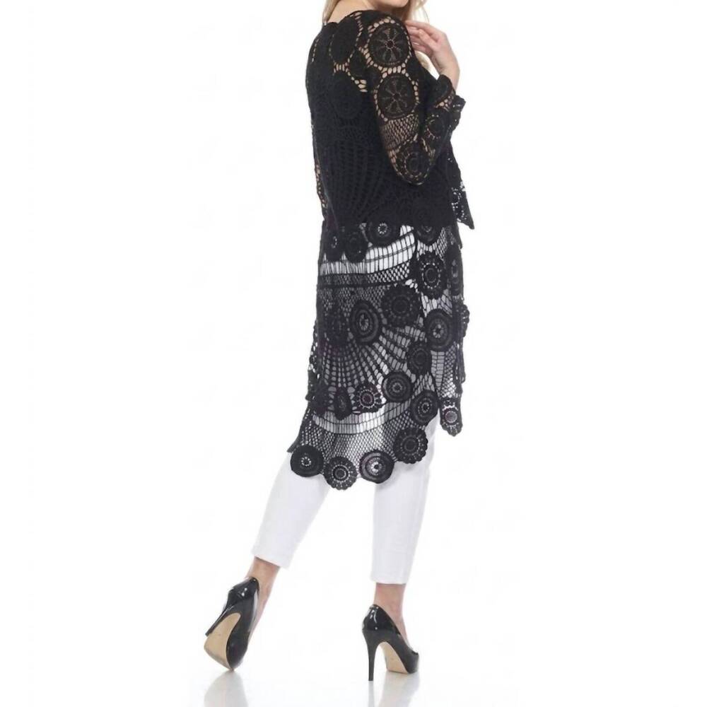 NEW AZI beth crochet hi-low tunic top in black